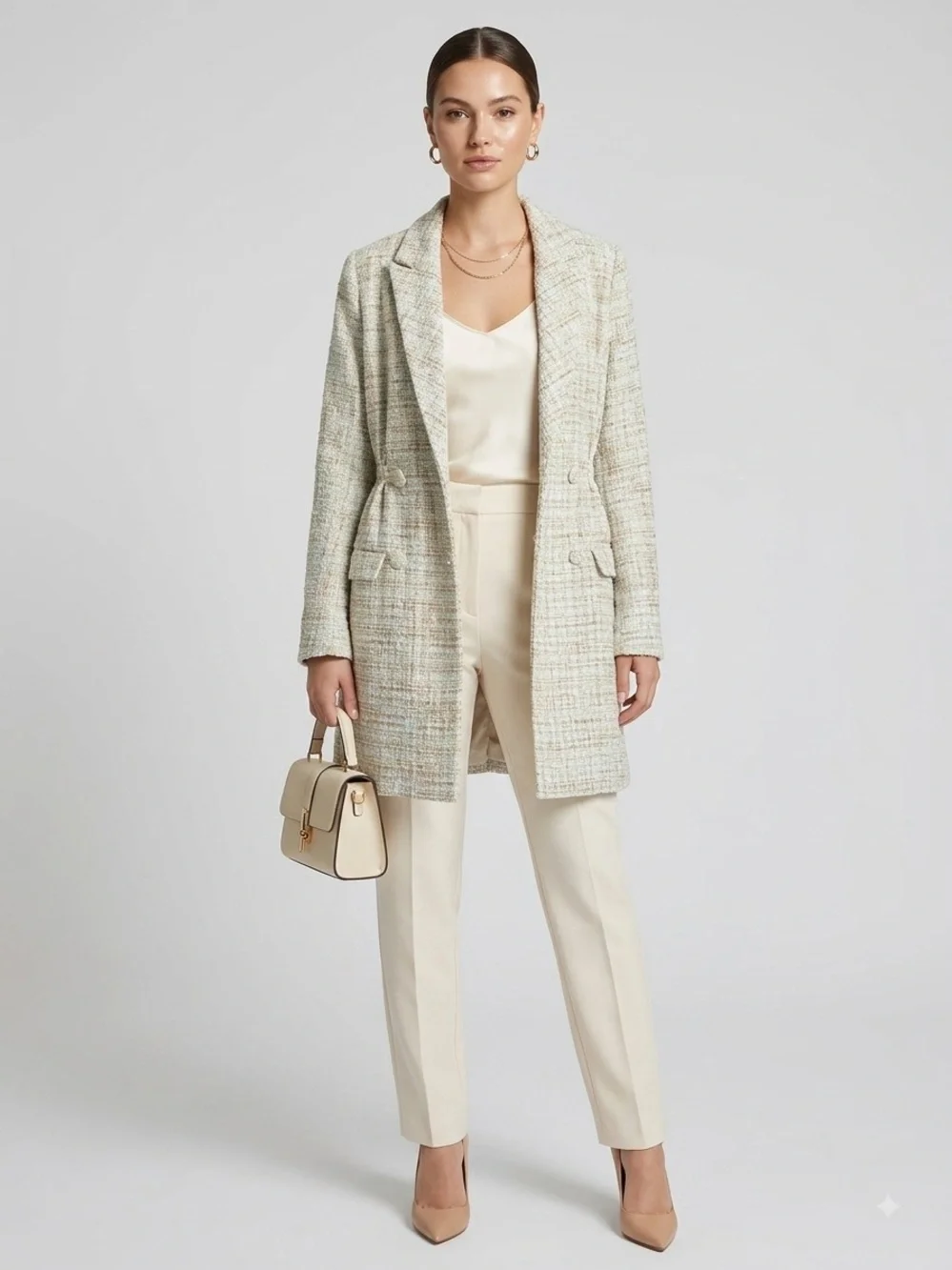Jason Wu Metallic Tweed Blazer Dress Small Pastel Boucle Double Breasted Jacket